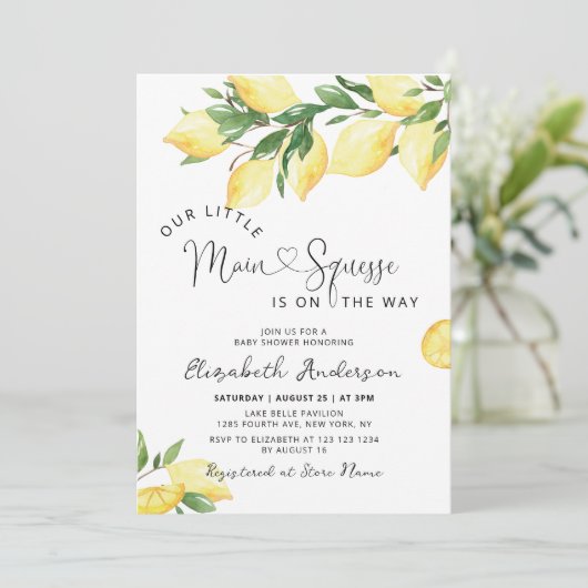 Zitrusfrüchte Zitronenfrüchte Hauptpresse Baby Dus Einladung (Stehend Vorderseite)