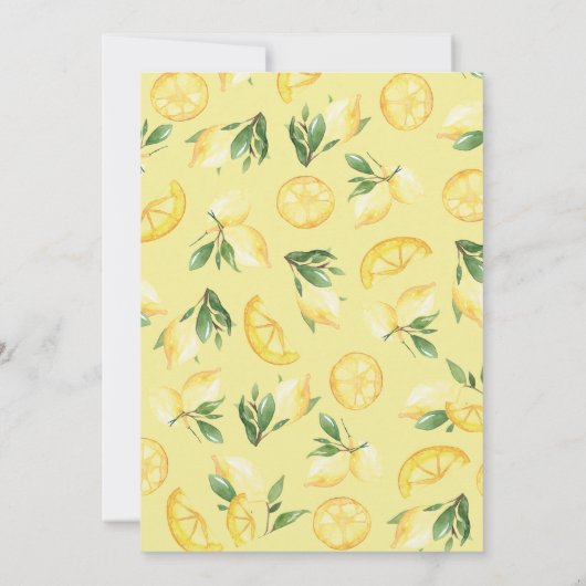 Zitrusfrüchte Zitronenfrüchte Hauptpresse Baby Dus Einladung (Rückseite)