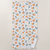 Zitrusfrüchte Zitronenorange Monogramm Strandtuch (Vorderseite)