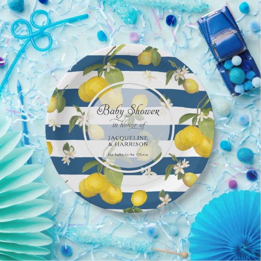 Zitrusfrüchte Zitrusfrüchte Blattfarbe Rosa Streif Pappteller (Party)