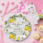 Zitrusfrüchte Zitrusfrüchte Weiß und grauer Streif Pappteller (Party)