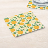 Zitrusfrüchtegelbe tropische Fruchtmuster Rechteckiger Pappuntersetzer (angewinkelt)