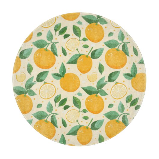 Zitrusfrüchtegelbe tropische Fruchtmuster Schneidebrett (Vorderseite)