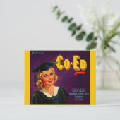 Zitrusfrüchtesiegel der Co-Ed-Marke der 40er Jahre Postkarte (Stehend Vorderseite)