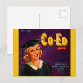 Zitrusfrüchtesiegel der Co-Ed-Marke der 40er Jahre Postkarte (Vorne/Hinten)