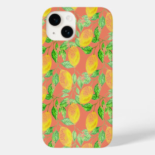 Zitrusfruchtmuster gelb Pfirsich rosa Case-Mate iPhone 14 Hülle