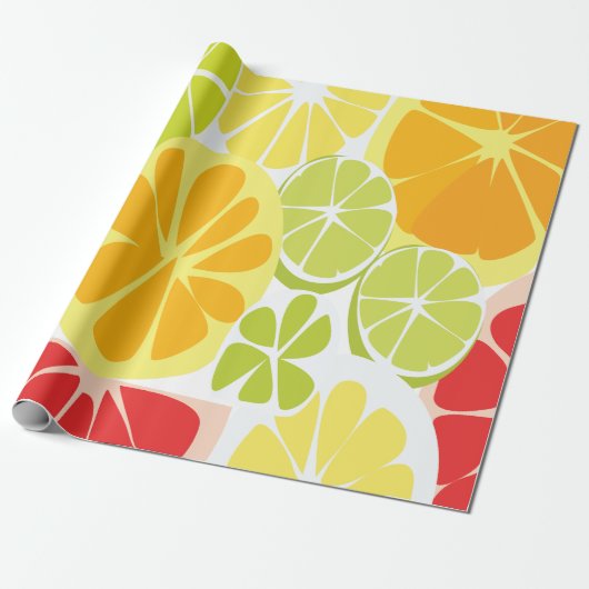Zitrusfruchtmuster Geschenkpapier (Ungerollt)