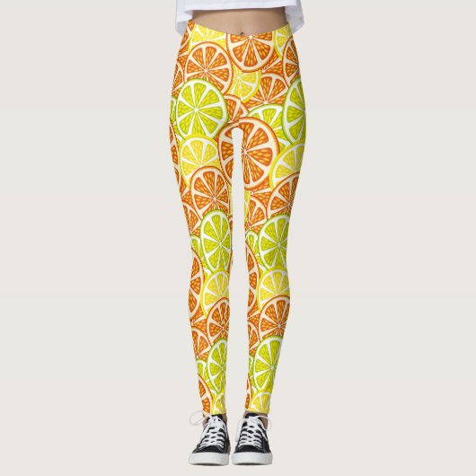 Zitrusfruchtmuster Leggings (Vorderseite)