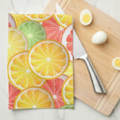 Zitrusfruchtmuster - Pampelmuse, Zitrone, Limon, Geschirrtuch (Viertel Falte)
