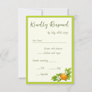 Zitrusgarten Orange & Lemon Hochzeit RSVP Karte