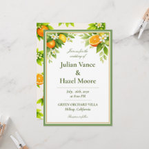 Zitrusgarten Orange & Lemon Hochzeitseinladung
