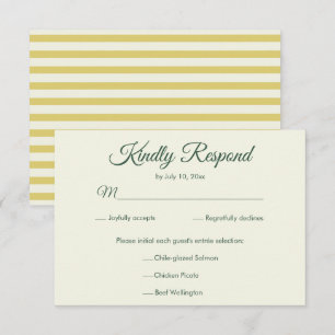 Zitrusgelb Grüne Elegante Hochzeitsmenü-Auswahl RSVP Karte