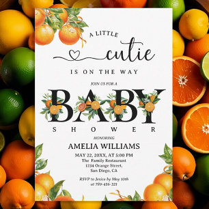 Zitrusgrüne elegante Orange Baby Shower Einladung