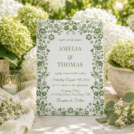 Zitrusgrüne Florale Hochzeit Einladung