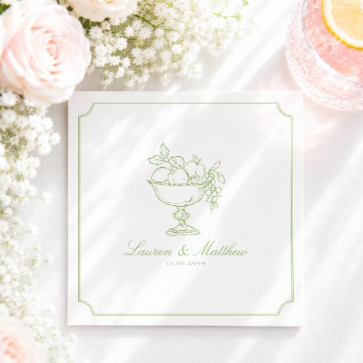 Zitrusgrüne Früchte-Schale-Rahmen Hochzeitsserviet Serviette