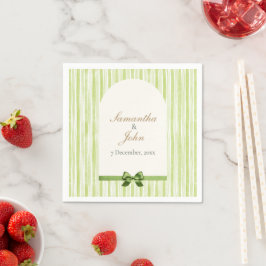 Zitrusgrüne gestreifte Retro-Hochzeitspapier Servi Serviette