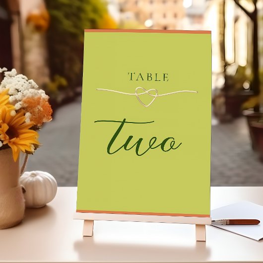 Zitrusgrüne Hochzeit Tischnummer