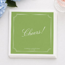 Zitrusgrüne Hochzeitsservietten mit Cheers Serviette