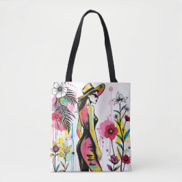 Zitrusgrüne Teal-Straßenkunstgalerie-Illustration  Tasche