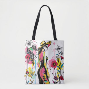 Zitrusgrüne Teal-Straßenkunstgalerie-Illustration Tasche