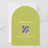Zitrusgrüner gebogener QR-Code-Hochzeit Einladung (Rückseite)