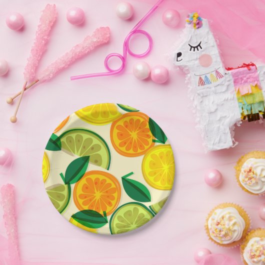 Zitrusmuster Pappteller (Party)