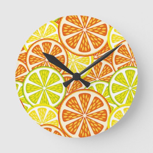 Zitrusmuster Runde Wanduhr (Vorderseite)