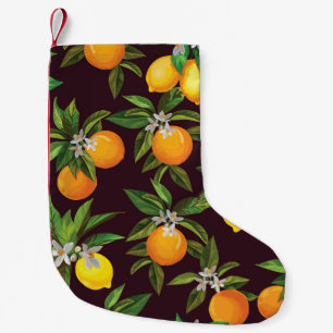 Zitrusmuster, Vintage Zitronen Orangen. Kleiner Weihnachtsstrumpf