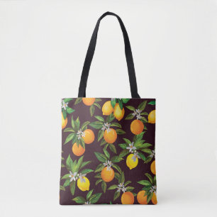 Zitrusmuster, Vintage Zitronen Orangen. Tasche