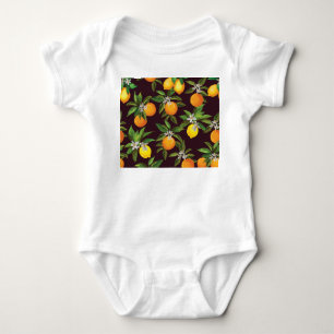 Zitrusmuster, Vintage Zitronenfrüchte. Baby Strampler