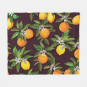 Zitrusmuster, Vintage Zitronenfrüchte. Fleecedecke (Vorderseite (Horizontal))