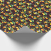 Zitrusmuster, Vintage Zitronenfrüchte. Geschenkpapier (Ecke)