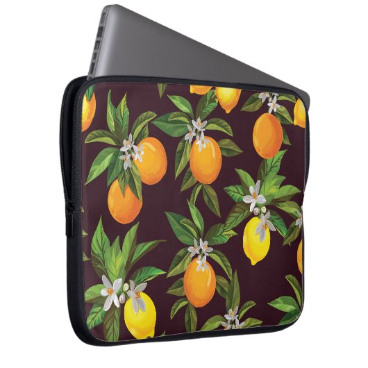 Zitrusmuster, Vintage Zitronenfrüchte. Laptopschutzhülle (Vorne Rechts)