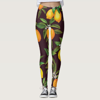 Zitrusmuster, Vintage Zitronenfrüchte. Leggings