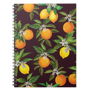 Zitrusmuster, Vintage Zitronenfrüchte. Notizblock