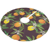 Zitrusmuster, Vintage Zitronenfrüchte. Polyester Weihnachtsbaumdecke (Schrägansicht)
