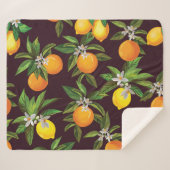 Zitrusmuster, Vintage Zitronenfrüchte. Sherpadecke (Vorderseite (Horizontal))
