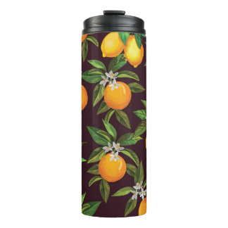 Zitrusmuster, Vintage Zitronenfrüchte. Thermosbecher