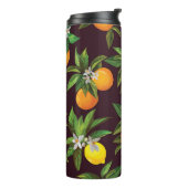 Zitrusmuster, Vintage Zitronenfrüchte. Thermosbecher (Nach links gedreht)