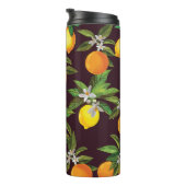 Zitrusmuster, Vintage Zitronenfrüchte. Thermosbecher (Nach rechts gedreht)