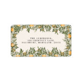 Zitrusorange Blüte botanischer rustikaler Brautchi Adressaufkleber (Vorne)