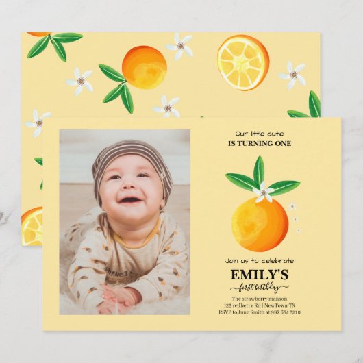Zitrusorange-Süsse Einladung (Vorne/Hinten)