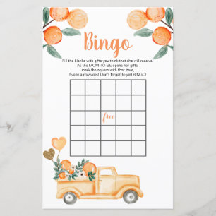 Zitrusorange Vintage-LKW-Bingo-Spiel Baby-Party