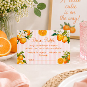 Zitrusorange-Windel-Raffle-Baby-Party Begleitkarte