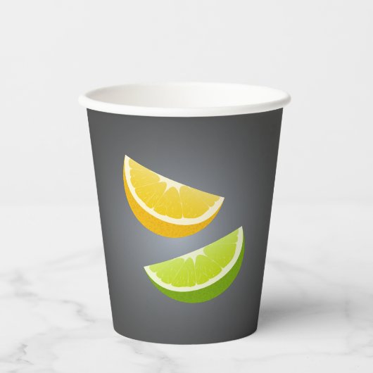 Zitruspapier-Cup mit Zitrone und Limonen Scheiben Pappbecher (Vorderseite)