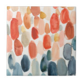 Zitrussaison - Korallen und Blausteine Fliese (Vorderseite)