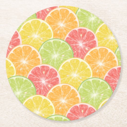 Zitrusscheiben Runder Pappuntersetzer (Vorderseite)