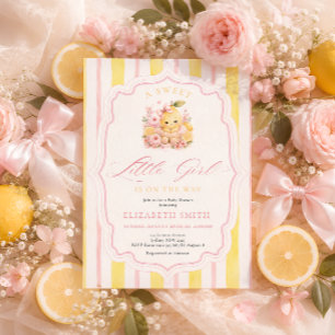 Zitrusstreifen Baby-Limonen-Mädchen-Baby-Party Einladung