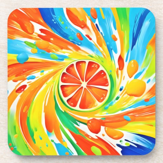 Zitruswirbeln Splash-Design Getränkeuntersetzer (Vorderseite)