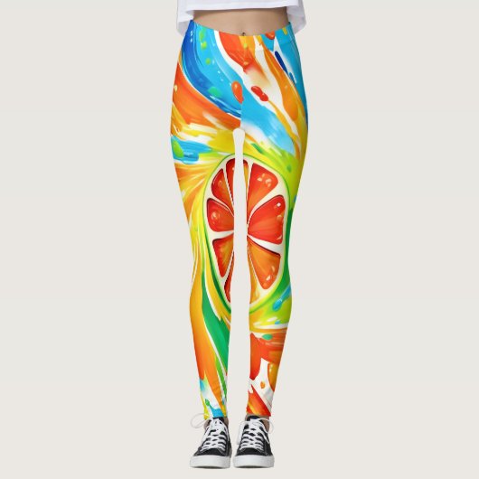 Zitruswirbeln Splash-Design Leggings (Vorderseite)